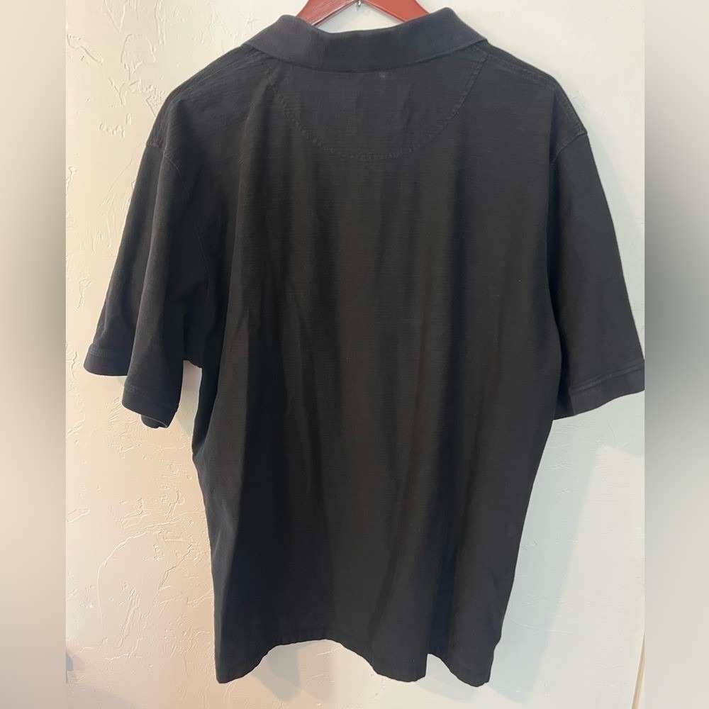 Weekendz Off Mens XL Black Slub Cotton Short Sleeve Polo Shirt RN 90498 - Picture 5 of 5